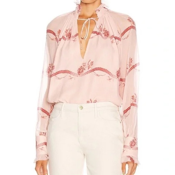JONATHAN SIMKHAI Monica Rose Pink Floral Top size small - Picture 2 of 10